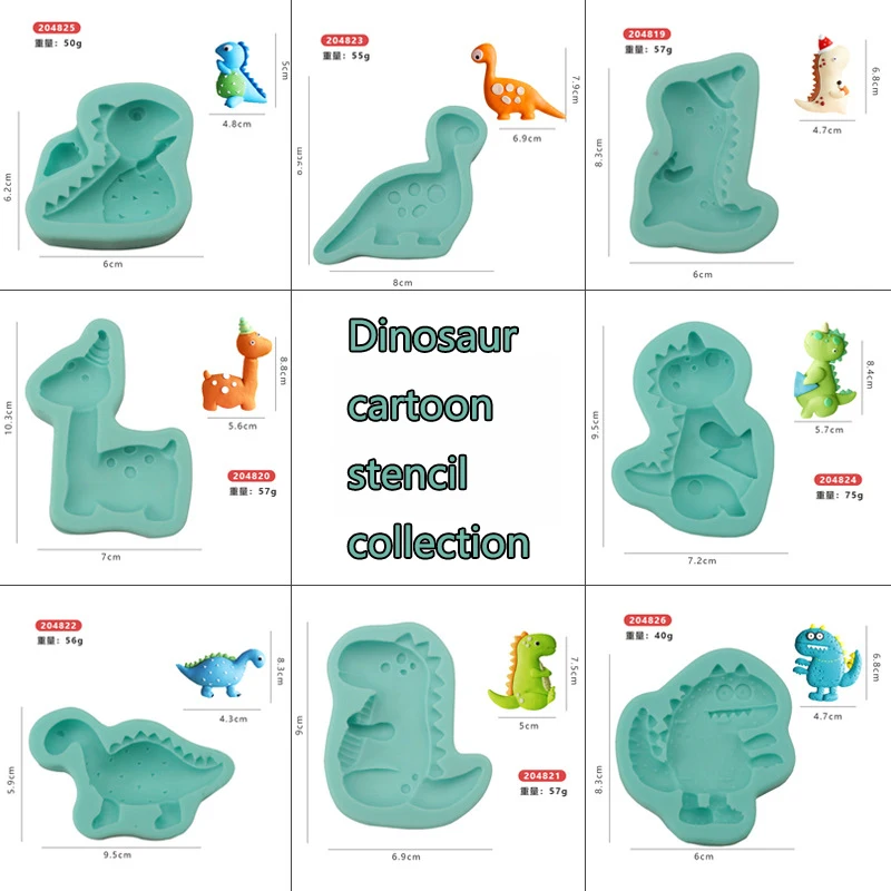 

Cartoon Dinosaur Silicone Cake Moulds Jungle Safari Cake Bakeware Baking Tools DIY Green Dion Chocolate Models Maker Kids