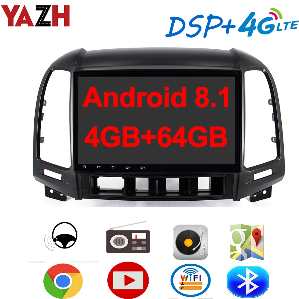 YAZH для Hyundai Santa Fe IX45 2006 2012 Автомобильный мультимедийный блок с 4 Гб оперативной