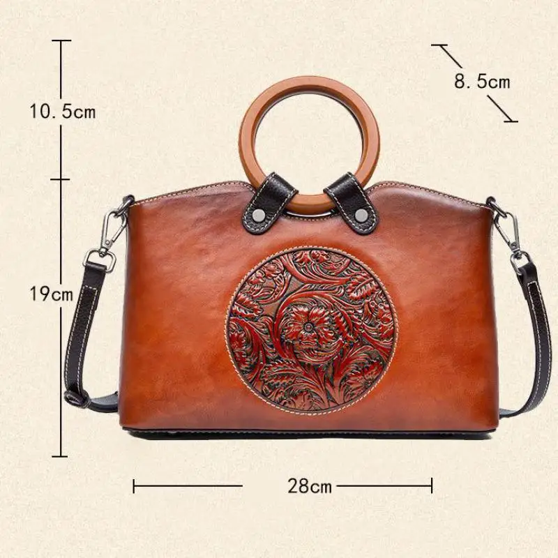 

Bestform Genuine Leather Luxury Handbag 2021 New Women Bag Vintage Handmade Embossed Nature Cowhide Lady Shoulder Bags