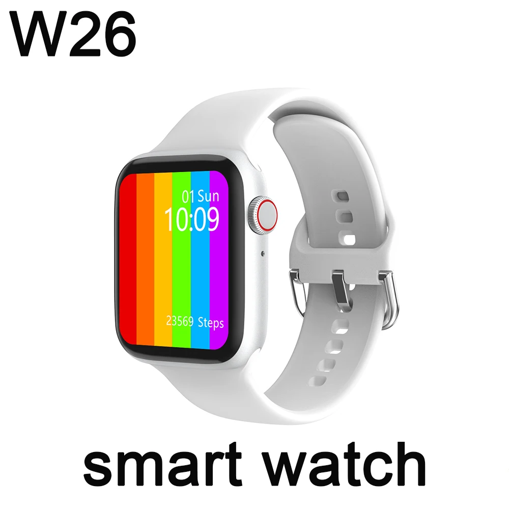 

2021 new W26 smart watch men's and women's 1.75 inch DIY dial wireless charger thermometer for Android IOS
