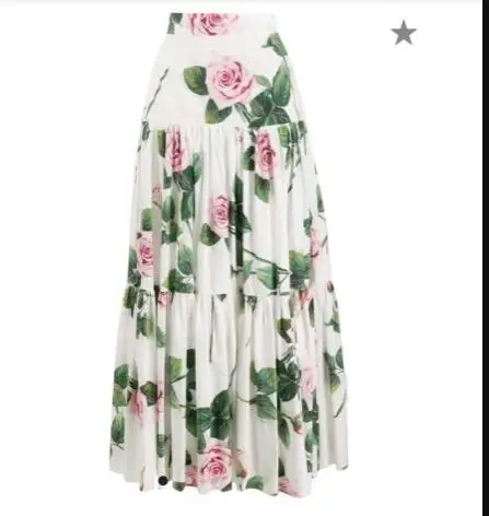 Женская длинная юбка трапециевидной формы летняя макси с цветочным принтом