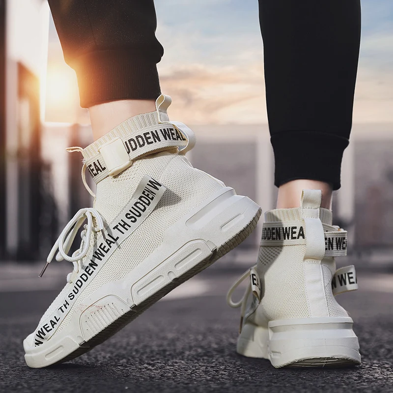 

Hip Hop Totem Stretch Sock Shoes Men Casual Breathable Sneakers Men Fashion High Top Male Footwear Printed Sneakers