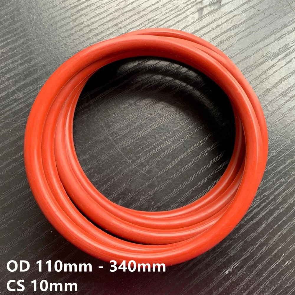 Custom CS 10mm VMQ O Ring Washer Silicone Sealing Gaskets Spacer OD 110MM - 340MM Red
