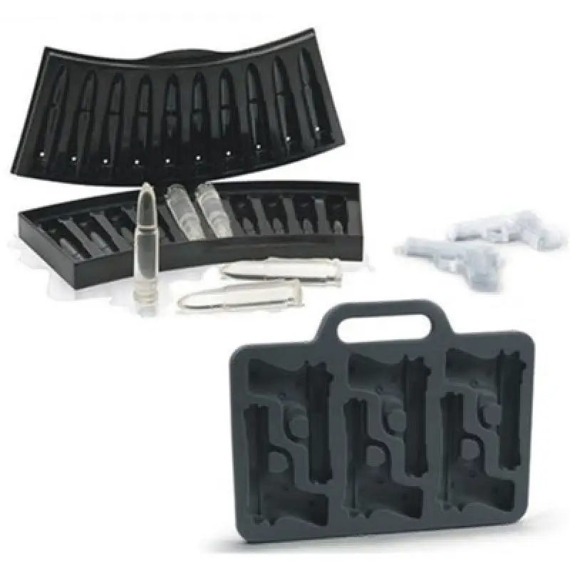 

Creative Ice Hockey Mold Pistol Bullet Shape Ice Tray Three-Dimensional Buckle Cake Chocolate Diy Mold Kitchen Bar Accessories