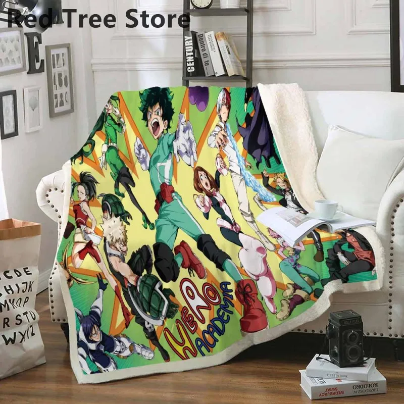 3D одеяло My Hero Академия для кровати толстое в стиле аниме пешего туризма и пикника