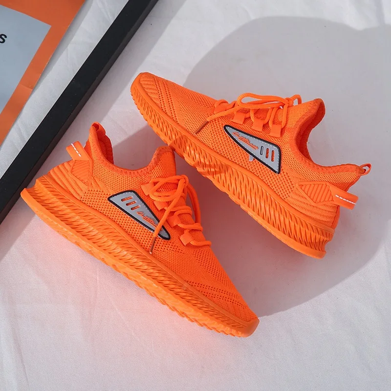 

Fashion Women Casual Shoes Breathable Walking Flat Shoes Mesh White Sneakers Women Tenis Feminino Orange Summer Shoes Ladies