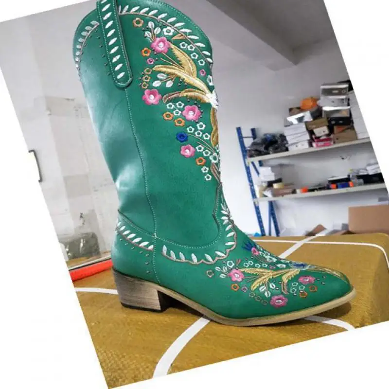 2021 New Thick Winter Knight Boots Women's Knee-length Long Square Heel Boots Retro Motorcycle Boots Black