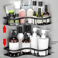 2pcsset wall mounted bathroom corner shelf aluminum shampoo shower holder kitchen storage rack
