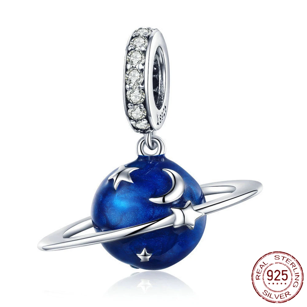 Браслет из серебра 925 пробы с изображением Луны самолета космоса | Украшения и