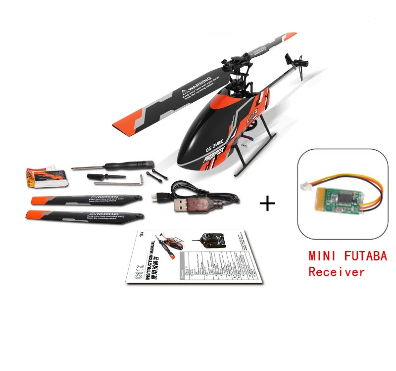 C119+ мини приемник Futaba доска 4CH 6 оси гироскопа Flybarless RC вертолет BNF без пульта дистанционного управления
