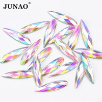junao 20pcs 936mm teardrop strass crystals glitter rhinestones flat back ab colors diamond applique for clothes decoration