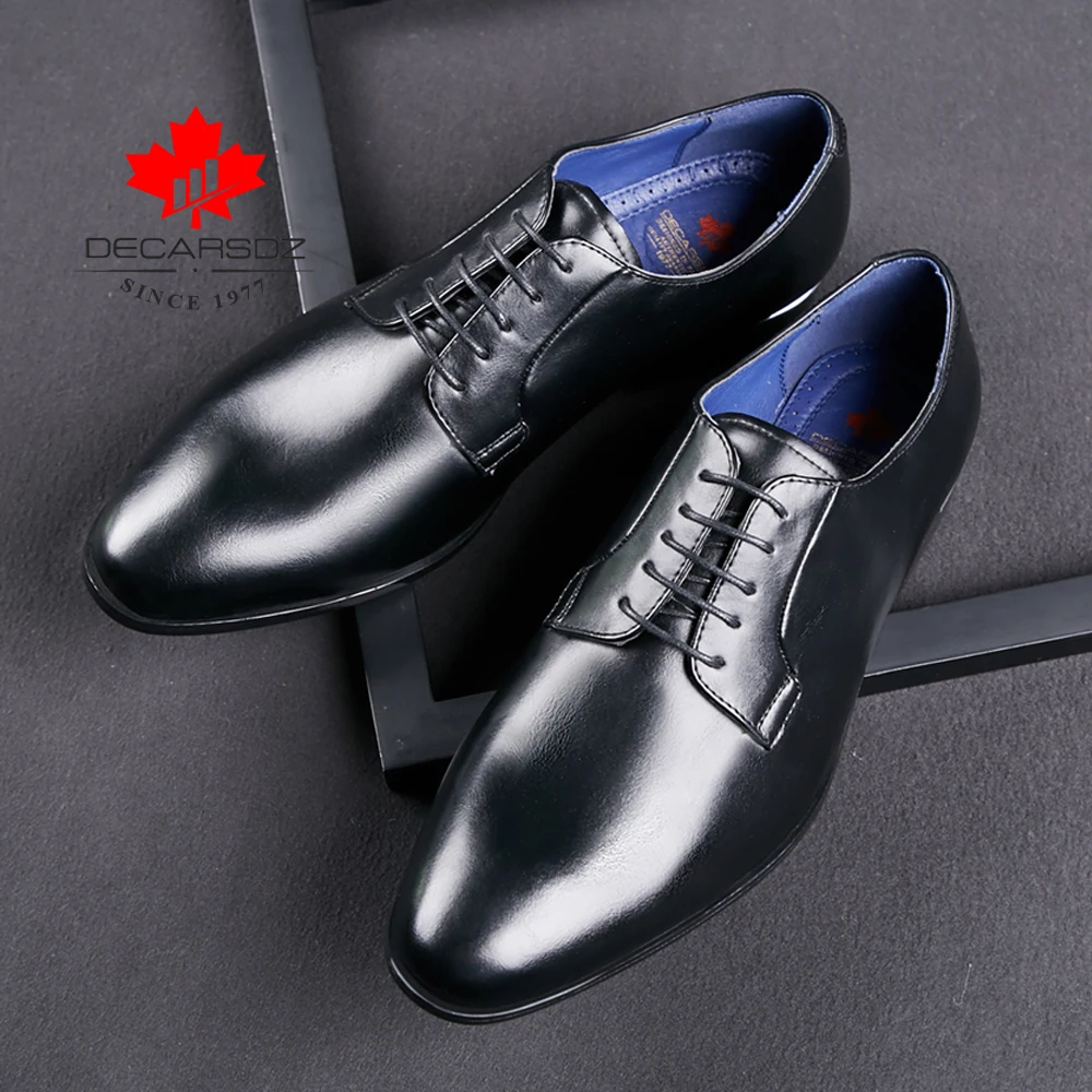 Мужские деловые туфли на шнуровке черные повседневные Кожаные классические для