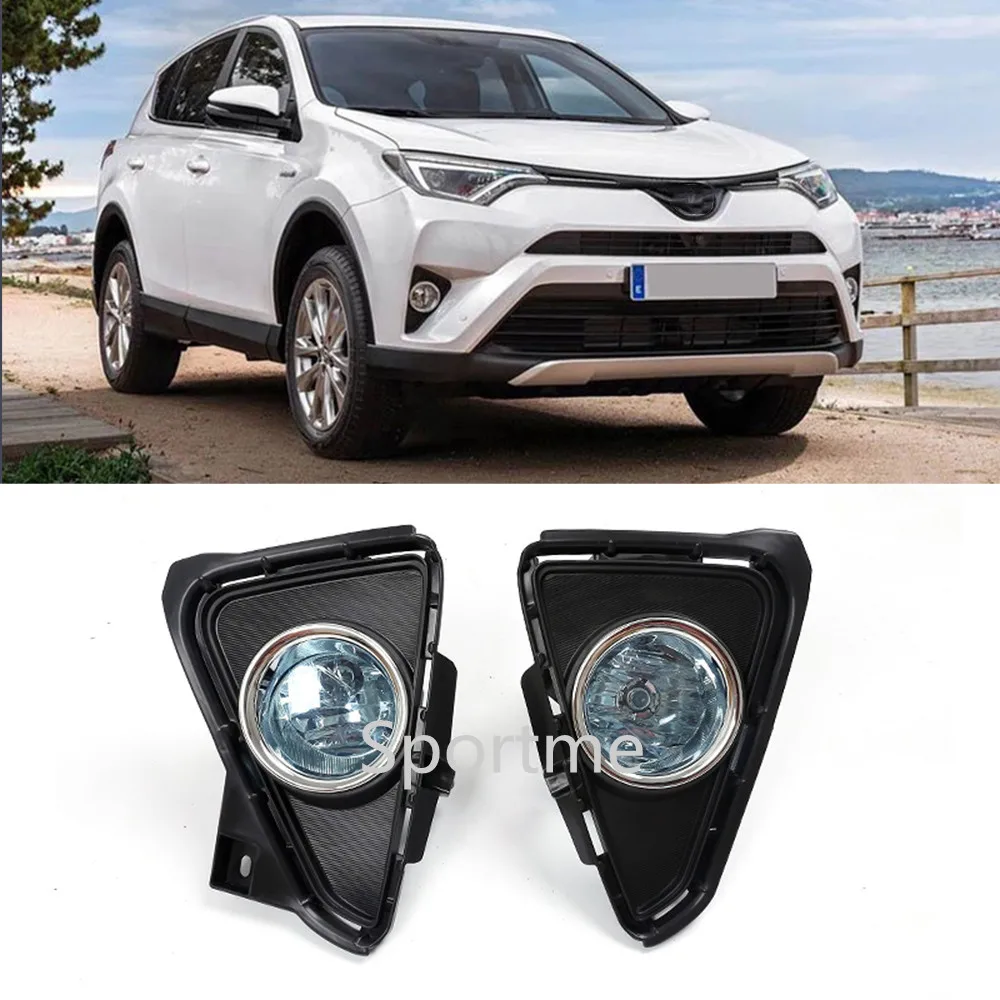 

Противотуманные фары, светодиодные, для Toyota RAV4, 2016, 2017, 2018, передний бампер, противотуманные фары, решетка рамы, противотуманные фары