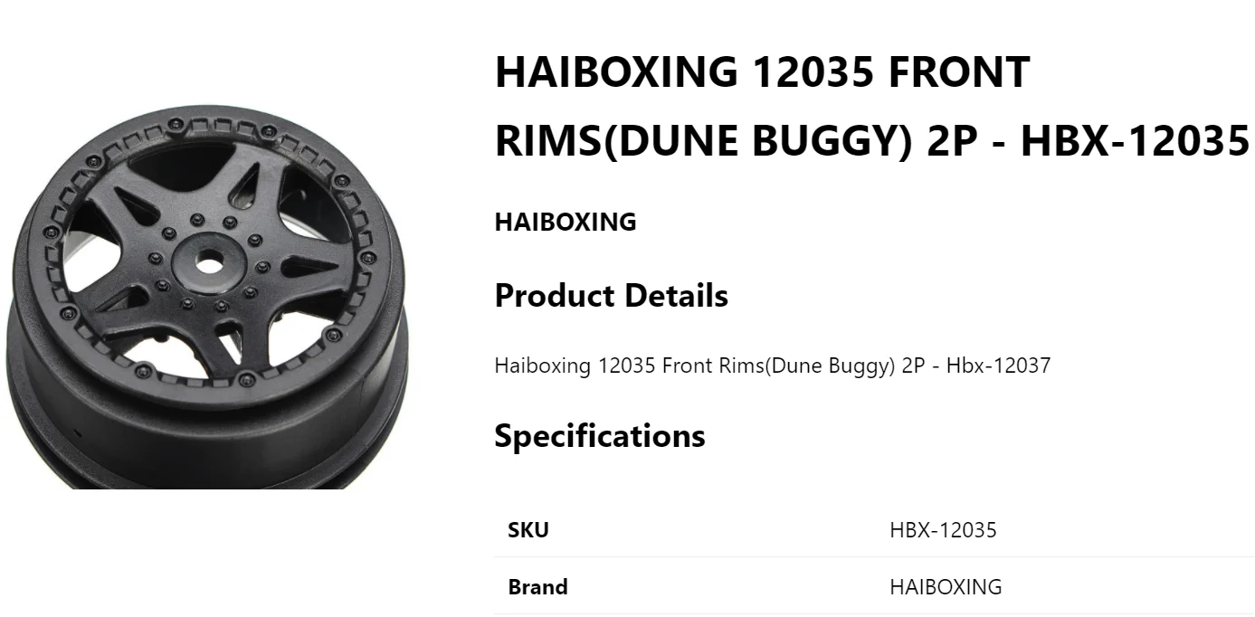 HBX часть 12035 передние диски (багги дюны) 2P для HAIBOXING 1/12 RC грузовик 12811B