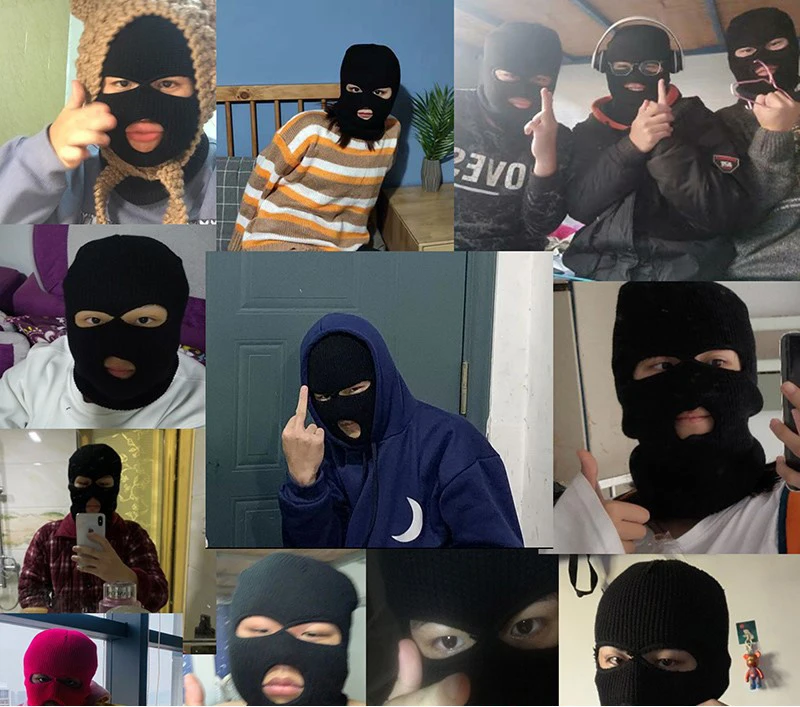 

Full Face Cover Ski Mask Hat 3 Holes Balaclava Army Tactical CS Windproof Knit Beanies Bonnet Winter Warm Unisex Caps