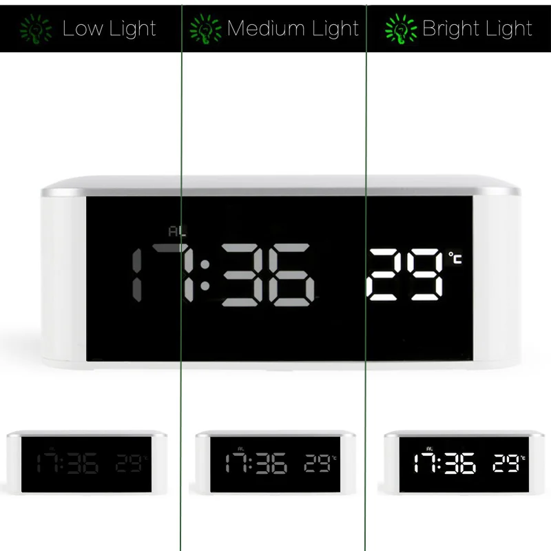 EAAGD цифровой будильник светодиодный дисплей с диммером USB зарядка 12/24 часов