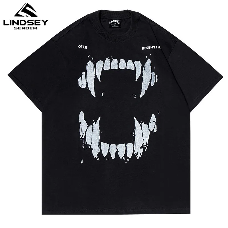 Уличная футболка Tusk Tush Teeth/футболка в стиле хип хоп большого размера Харадзюку