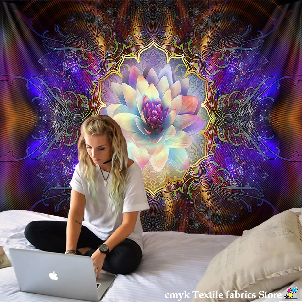

Colorful Wall Hanging Tapestries Indian Mandala Tapestry Hippie Chakra Tapestry Boho Decor Wall Cloth Yoga Mats Bohemian Fabric