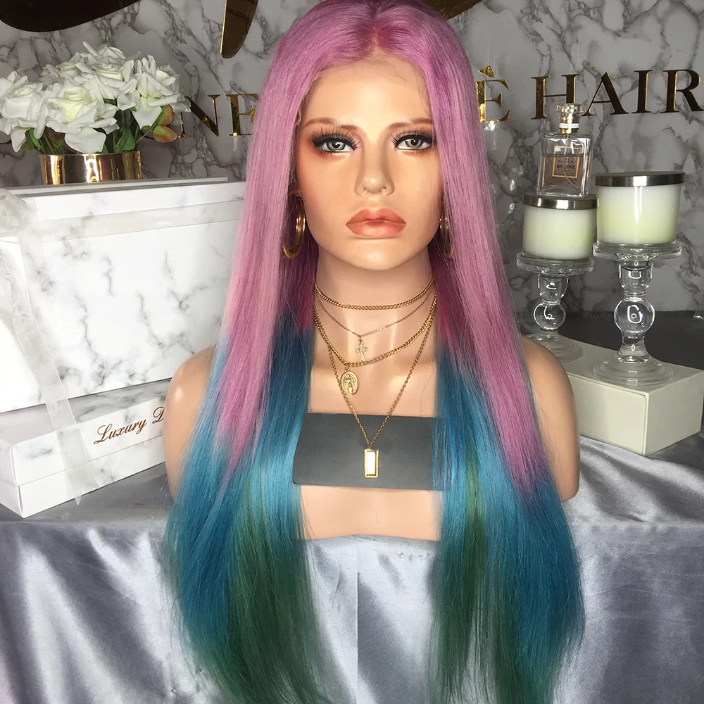 Парики Омбре на сетке спереди предварительно выщипанные Детские волосы 13x4 без