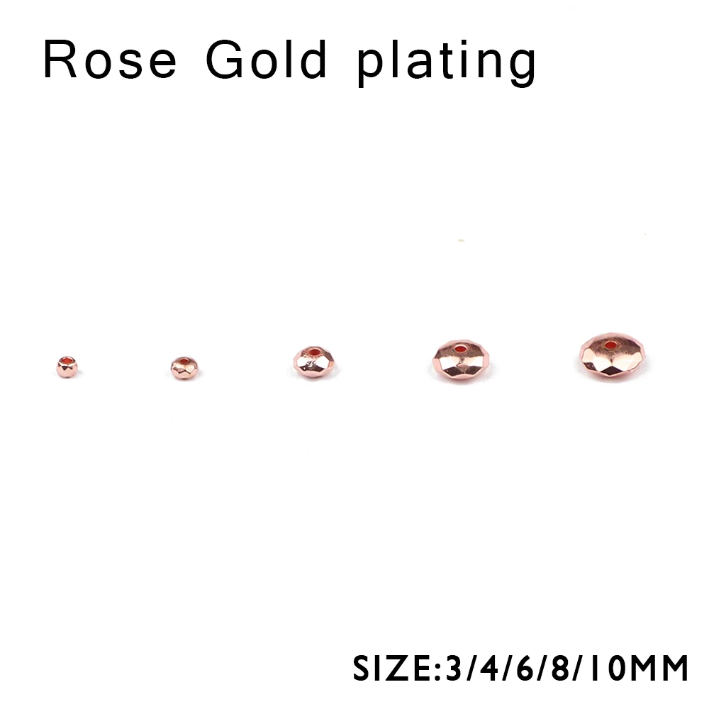 

YHBZRET Flat Faceted Round Rose Gold Hematite beads Natural Stone Spacer 3/4/6/8/10mm Loose beads Jewelry Making bracelets DIY