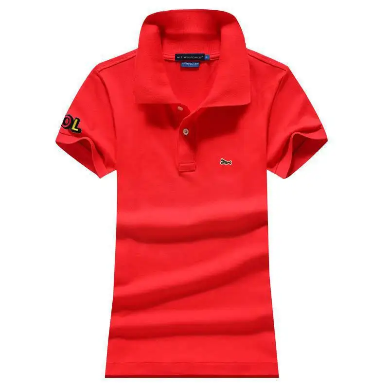 Женские футболки-поло из 100% хлопка с коротким рукавом брендовые облегающие топы