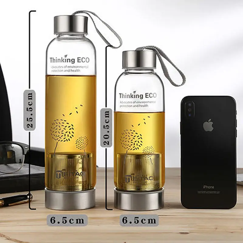 Стеклянная чашка портативная термостойкая Студенческая ручная для мужчин и