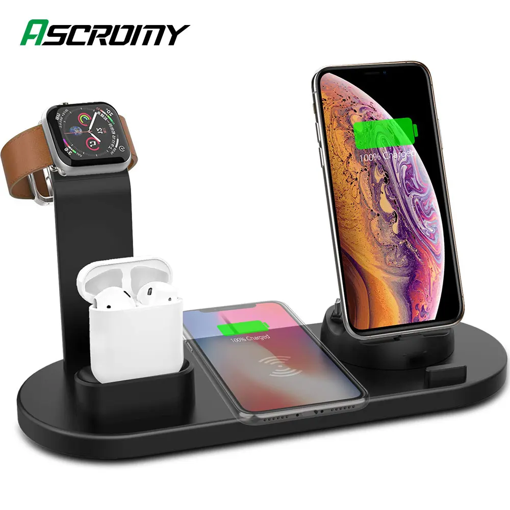 4 в 1 беспроводная зарядная док станция для Apple 5 3 Watch Airpods iPhone 11 Pro Max X XR XS 8 Plus SE2 SE 2020
