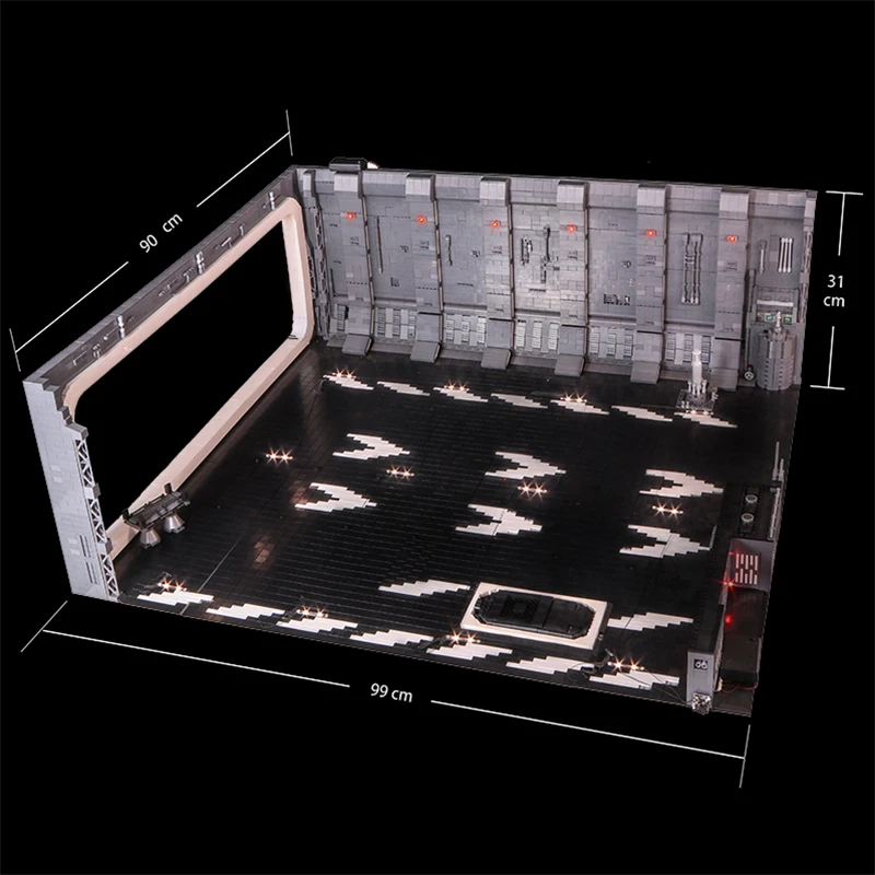 

DHL Star UCS Wars Hanger minifig scale Falcon Docking Bay 327 Hanger MOC for 05132 75192 Kraft Weckt Falcon with LED light