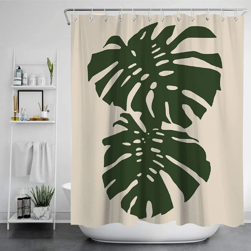 

Best selling Nordic Style Pattern And Animal Printing Bath Curtain Set Hook Natural Iandscape Home Decoration Bathroom Curtain