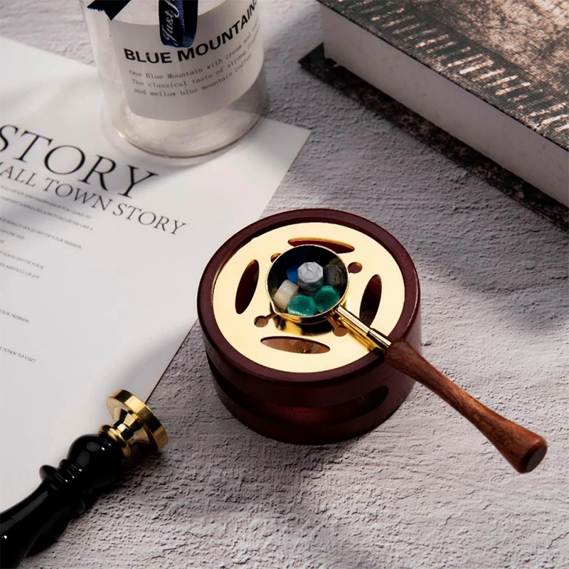 Восковая печь для печати в стиле ретро кастрюля с деревянной ручкой ложка воска