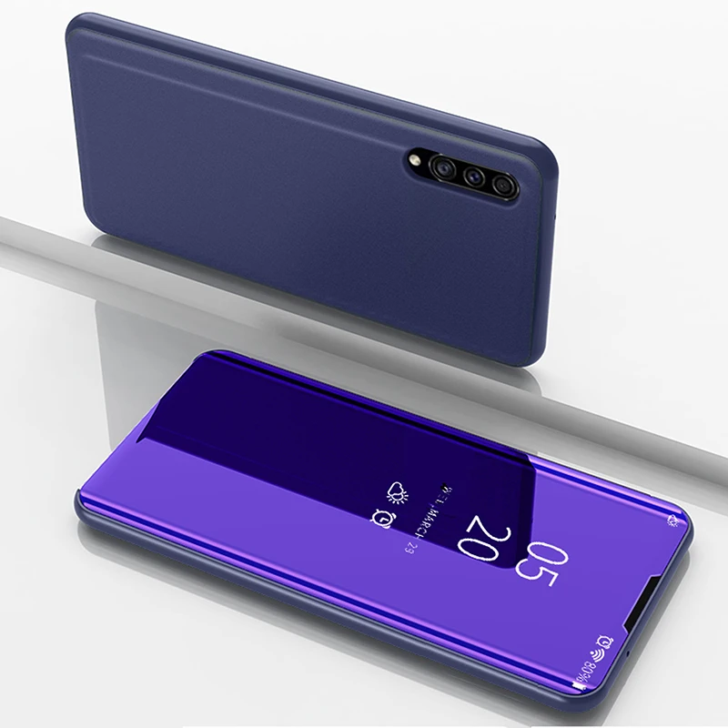 Purple Blue Умный зеркальный чехол-книжка для samsung Galaxy A10E A2 A20E A40 A50 A6S A60 A70 A8S A80 A90 A3 A5 A7 A9 Pro A5 A6 A8 плюс крышка - Цвет: Purple Blue