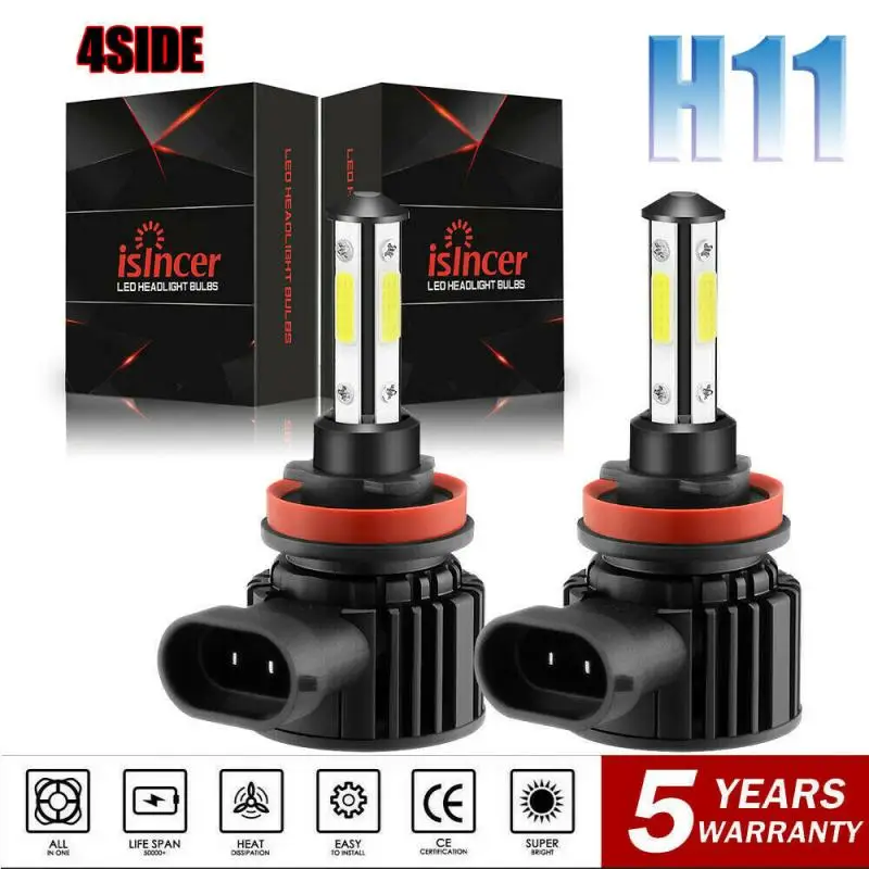 

2pcs Auto Lamp F8 H8/9/11 8000LM Combo 4-Side LED Headlight Kits High Low Beam Bulb 6000K LED White Fog Light Car Accessories