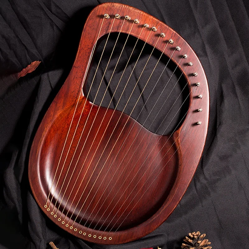 HOT-Lyre Harp 16 String Heptachord Solid Wood Mahogany Lyre with Tuning Wrench for Music Lovers Kids Adult | Спорт и развлечения