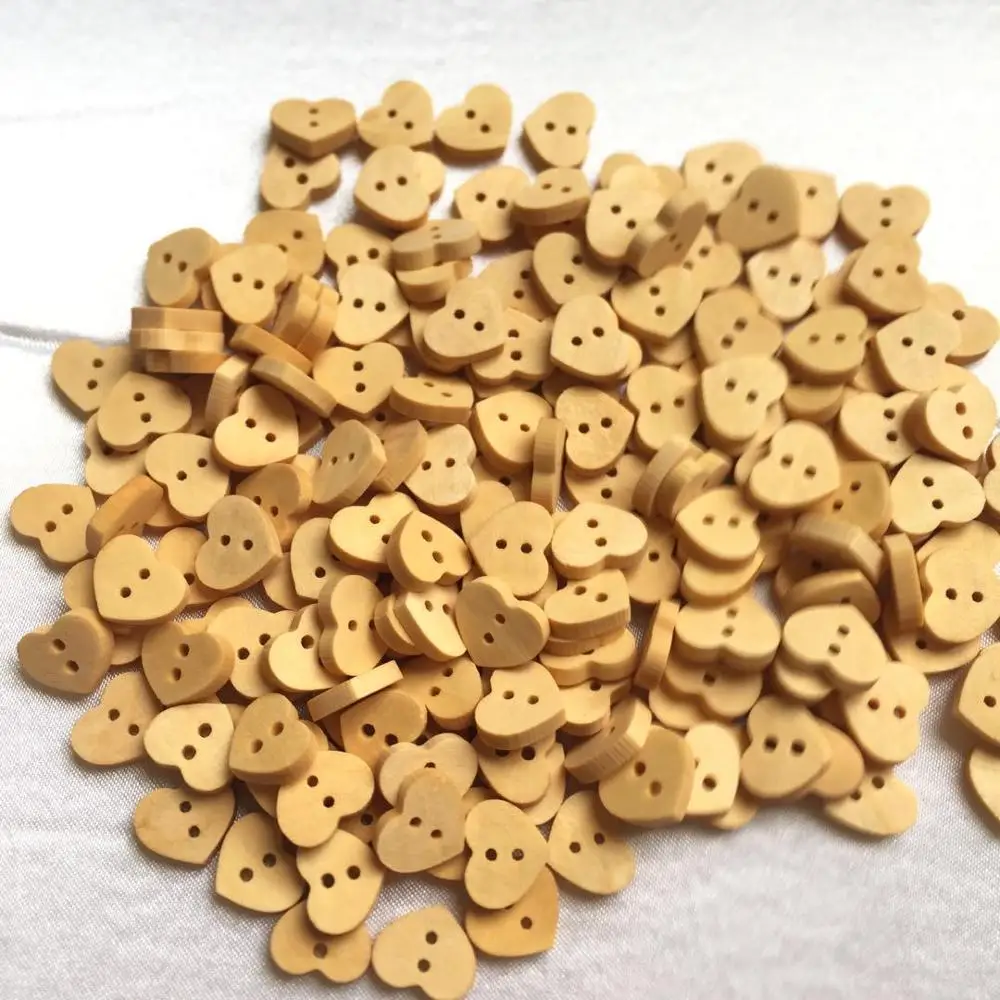 100 шт./компл. натуральный для пришивания пуговиц Корабль сердце деревянные