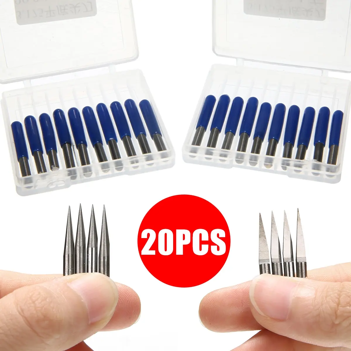 

20pcs 10/15/20/30 Degrees PCB Engraving Bit V Shap Tip End Mill Tungsten Carbide PCB 3D Milling Cutter Tool