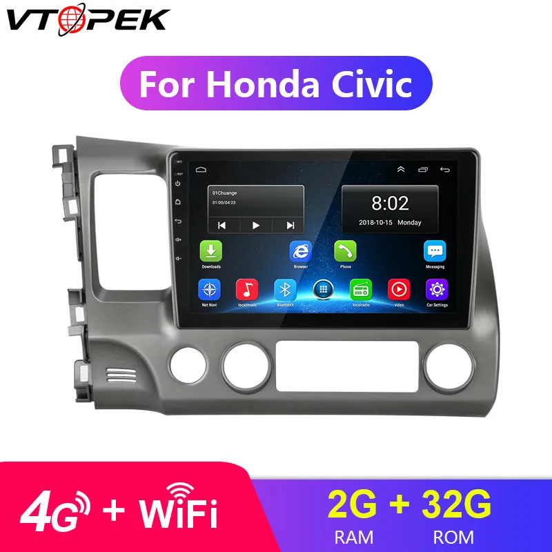 Vtopek 10 1 &quot2G + 32G Android 8 4G Wifi Автомобильный Радио Аудио мультимедийный плеер для Honda