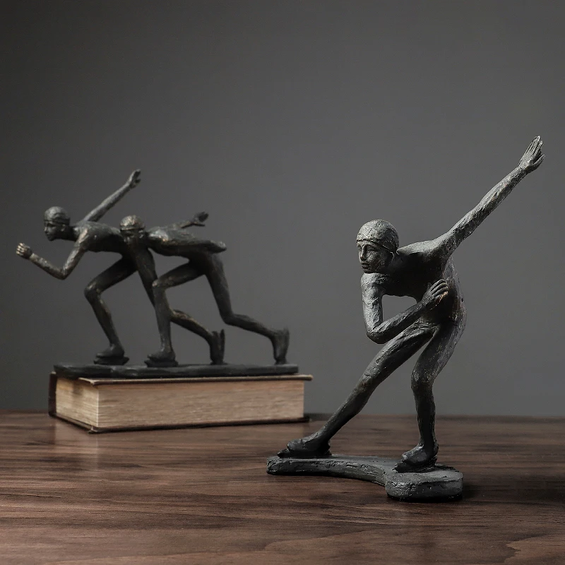 

AMERICAN STYLE NOSTALGIA RETRO SKATER STATUE SPORTS FIGURE ARTS SCULPTURE RESIN CRAFTS HOME DECORATION ACCESSORIES R3023