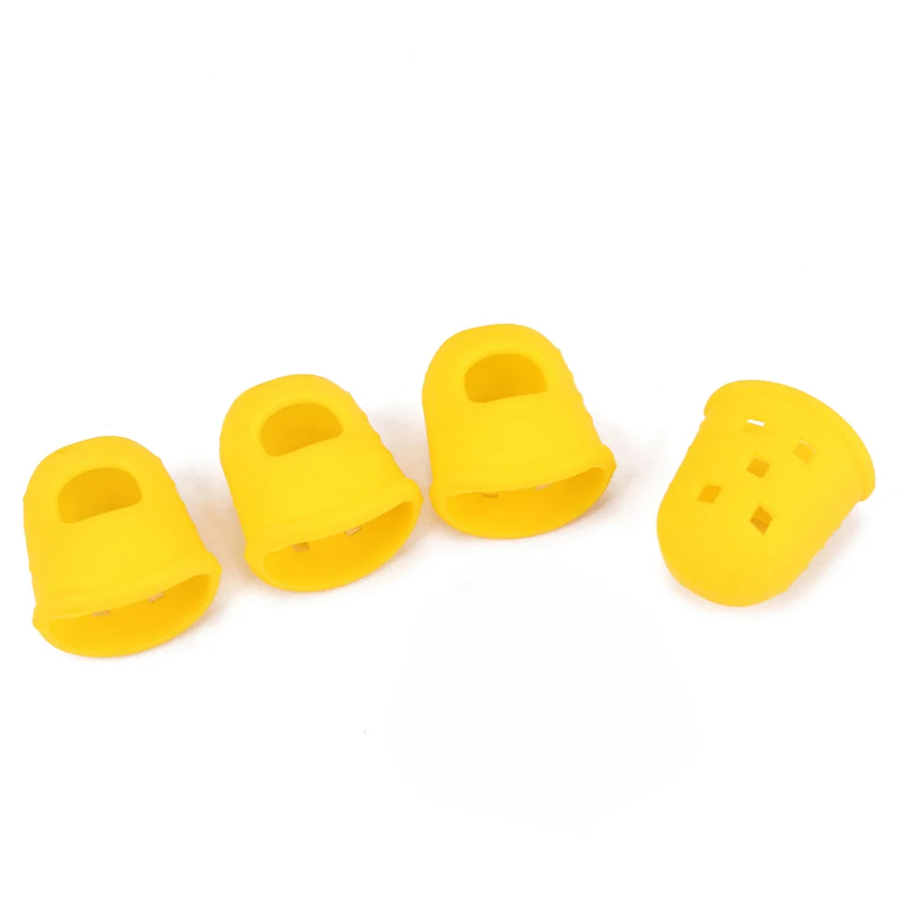 

4 Pcs Guitar Fingertip Protectors Silicone Finger Guards Finger Picks Protector Finger Caps for Ukulele Electric Guitar Mandolin