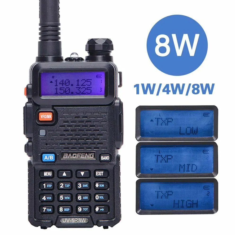 Baofeng, высокая мощность, 8 Вт, UV-5R, 8 Вт, рация, три мощности, 1800 мА/ч, батарея, радиоприемник