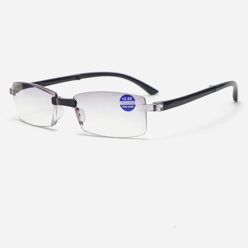 

TGCYEYO New Folding Anti-Blu-ray Reading Glasses Comfortable and Portable Frameless Spectacle Frame One-piece Nose Pads YQ1919