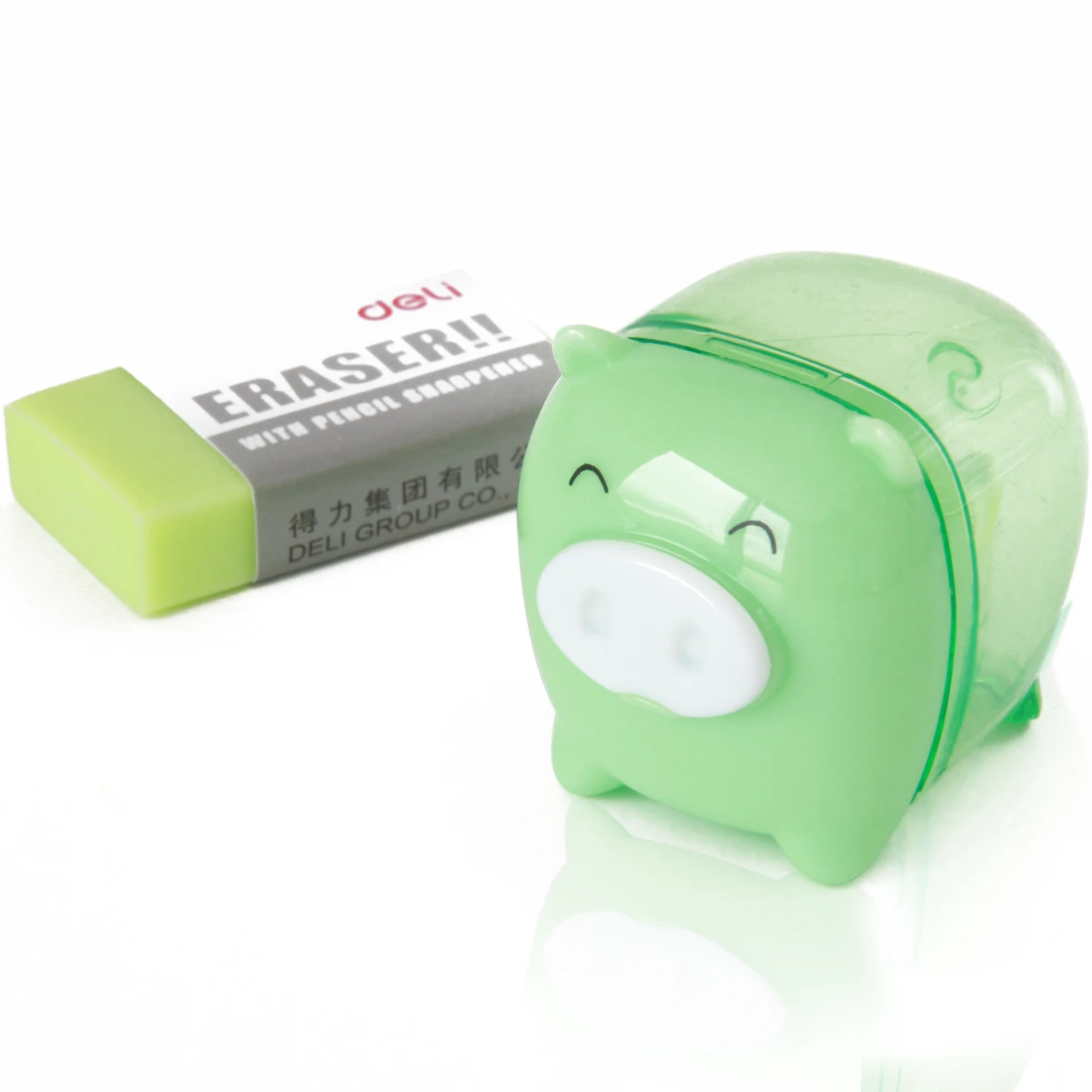 

Deli 0587 Rubber Pencil Sharpener Set Pencil Sharpener Student Pencil Sharpener and Eraser Set Pig Shaped
