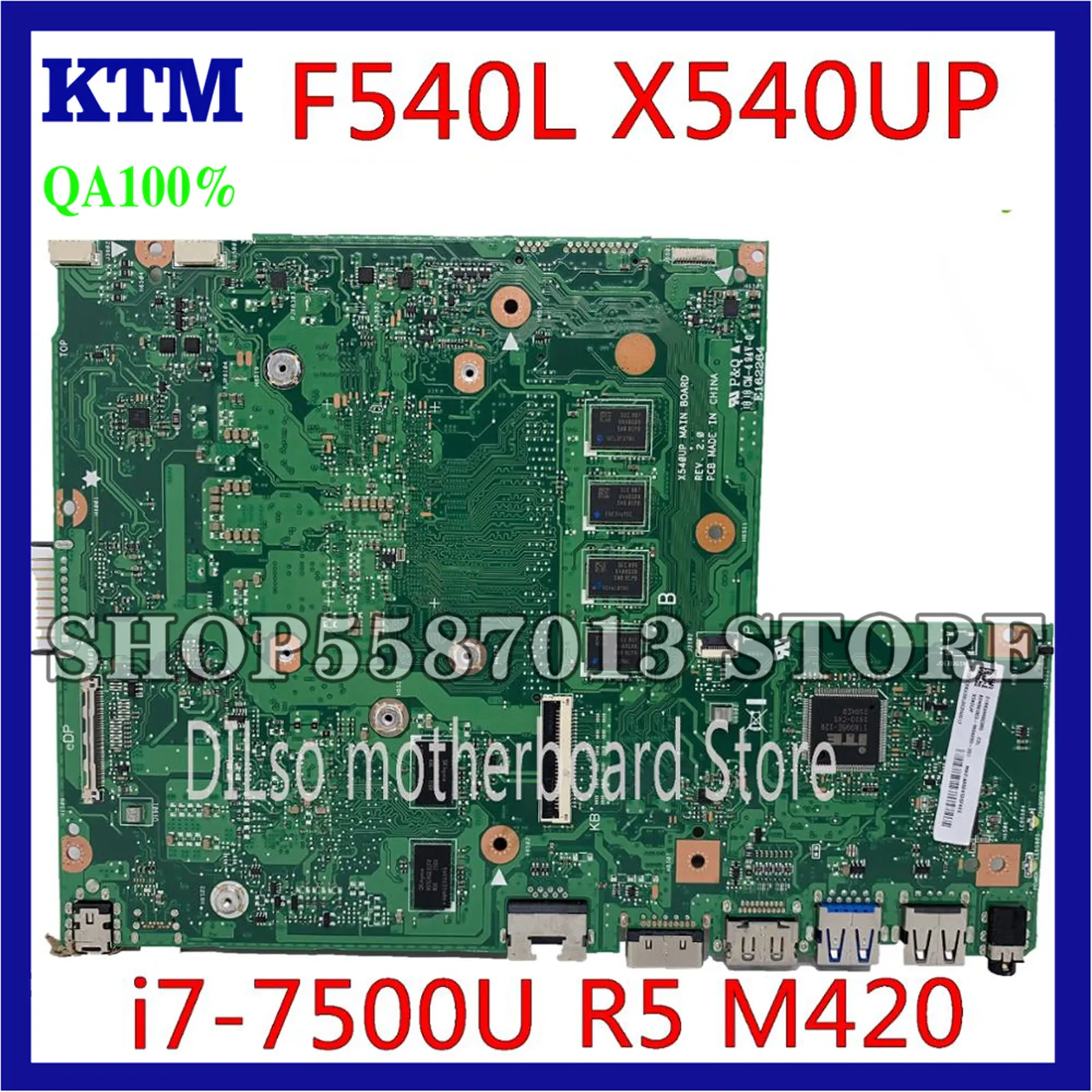

KEFU X540UP For ASUS FL5700U F540L X540LJ F540U R540U Laptop Motherboard 4GB RAM I7-7500U R5 M420 Test beFore shipping work 100%