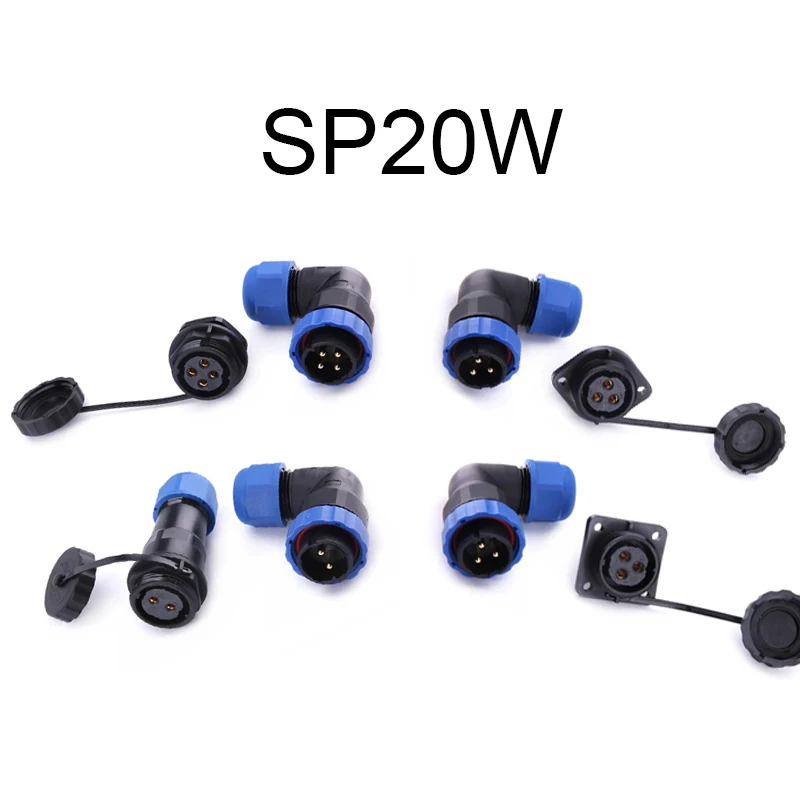 

SP20 IP68 Back nut/Square/Docking/Flange Elbow TYPE waterproof connector 1/2/3/4/5/6/7/9/10/12/14Pin plug/socket cable connector