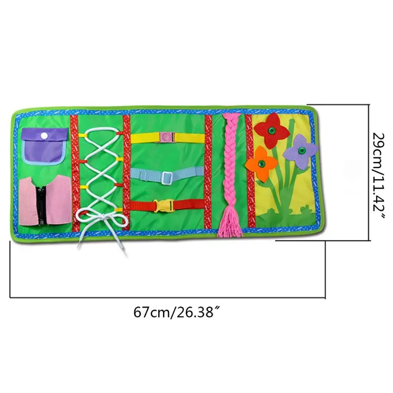 

OOTDTY Baby Busy Board Montessori Basic Skills Activity Board Learn to Dress Educational Learning Toys