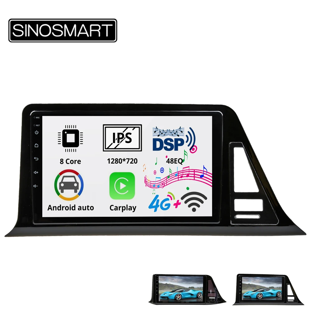 Sinosmart Android 8 1 2Din IPS/QLED 2.5D экран автомобиля gps радио навигация плеер для Toyota CH R евро