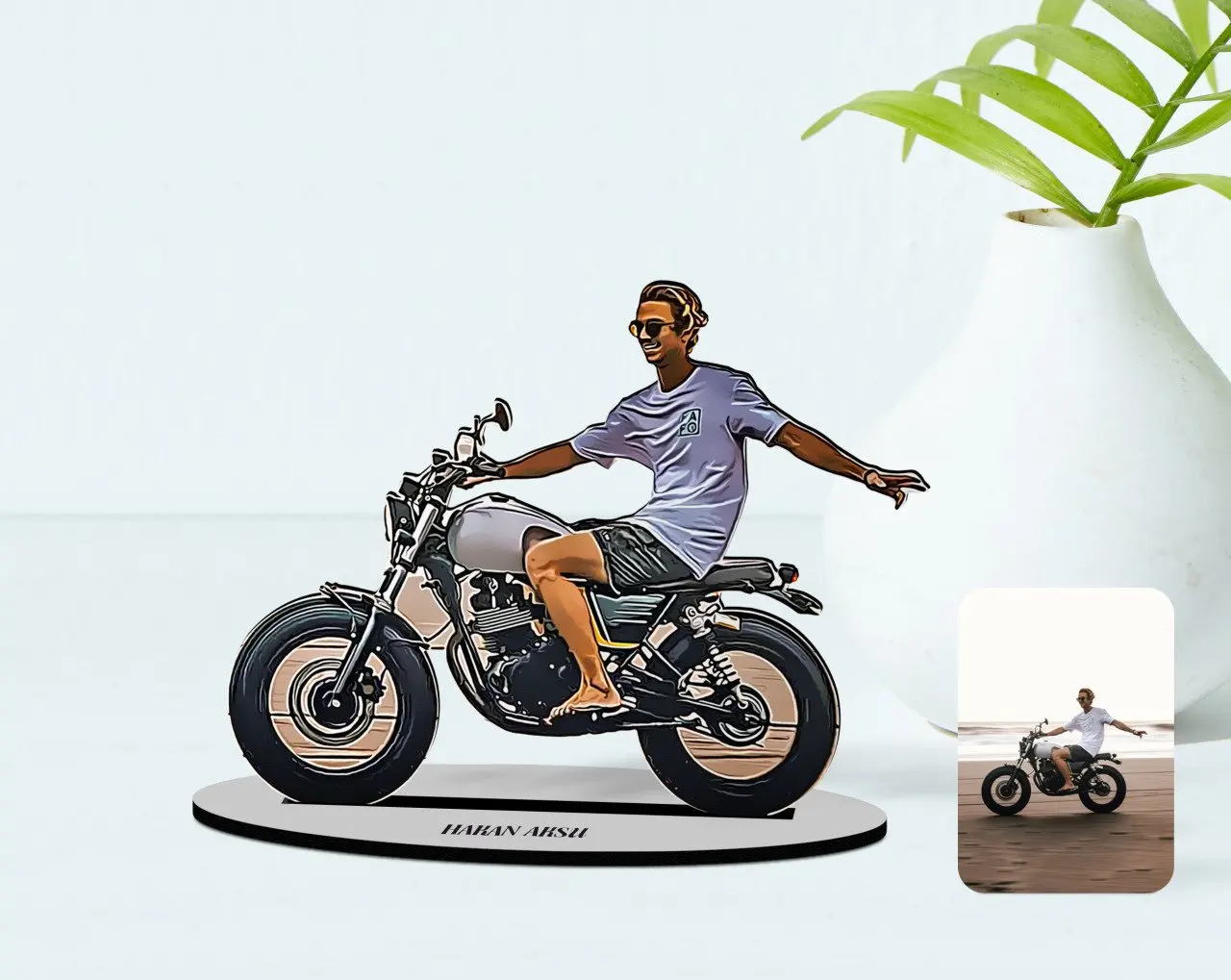 

Персонализированная полноразмерная велосипедная карикатура, деревянная безделушка, модель 1