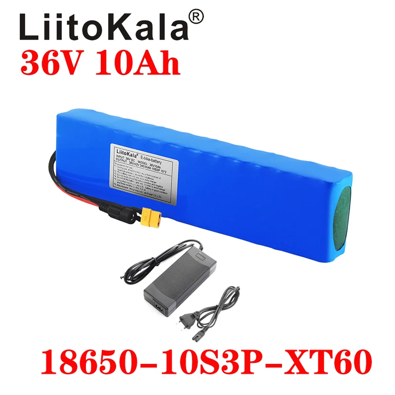 

LiitoKala 36v 10Ah 10S3P 18650 Rechargeable Battery, Modified Bikes, Electric Vehicle Battery Charger li-lon + 36V 2A charger