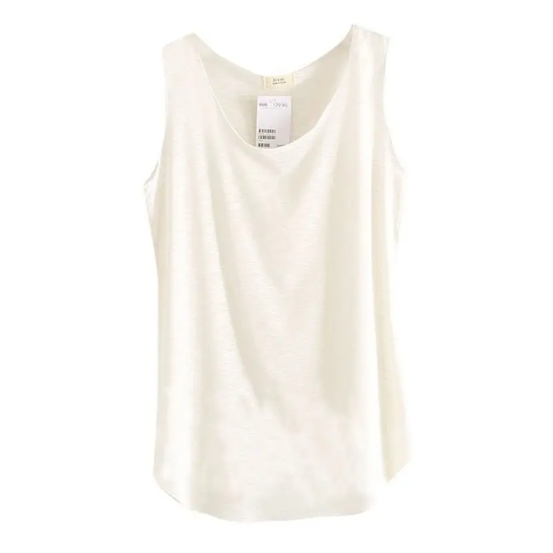 

Summer Vest Sleeveless Bamboo Cotton Loose Women Tank Top Soft Long O Neck Comfortable Vest Hot Tops Casual