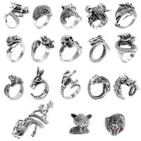 open adjustable domineer finger ring vintage punk exaggerated animal hip hop rings for women men dragon jewelry gift accessories
