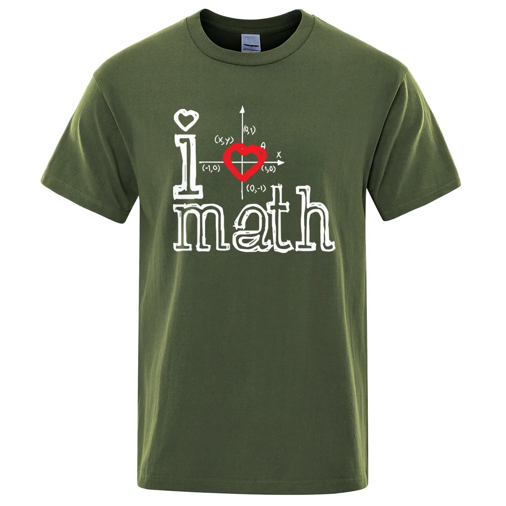 Fashion Print T-shirts Men Sho Mouwen I Love Math O-ne Loose Brand Ts 2021 Newt Mathematical T-shirt | Мужская одежда
